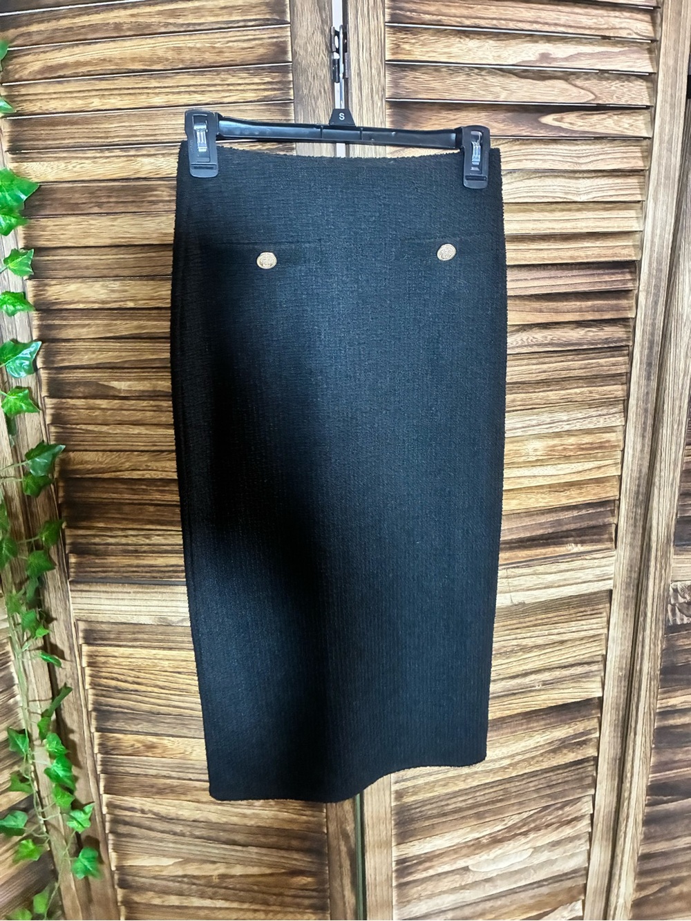 H&M Black Pencil Skirt with Gold Buttons NWT - Picture 1 of 4